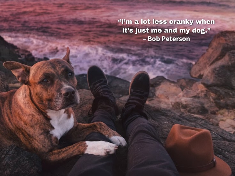 "I'm a lot less cranky when it's just me and my dog." Bob Peterson